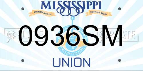 0936SM Mississippi License Plate