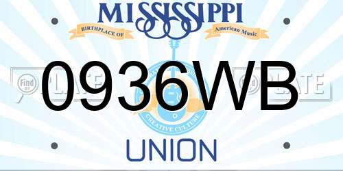 0936WB Mississippi License Plate