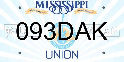 093DAK Mississippi License Plate