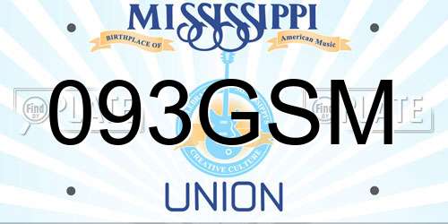 093GSM Mississippi License Plate