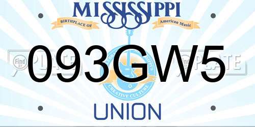 093GW5 Mississippi License Plate