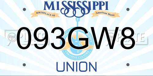 093GW8 Mississippi License Plate