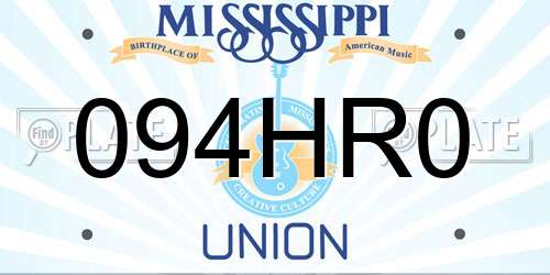 094HR0 Mississippi License Plate