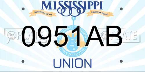0951AB Mississippi License Plate