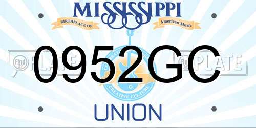 0952GC Mississippi License Plate