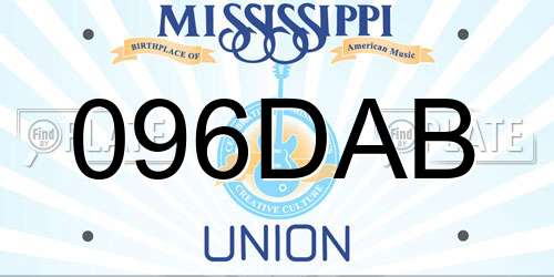 096DAB Mississippi License Plate