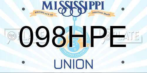 098HPE Mississippi License Plate