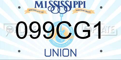 099CG1 Mississippi License Plate