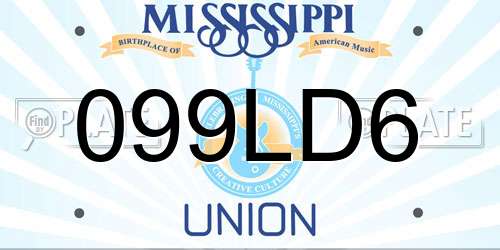 099LD6 Mississippi License Plate