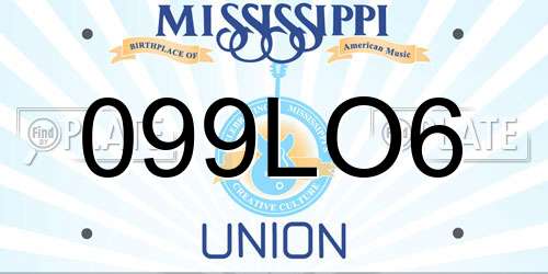 099LO6 Mississippi License Plate