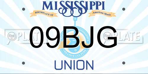 09BJG Mississippi License Plate