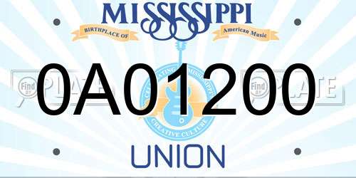 0A01200 Mississippi License Plate