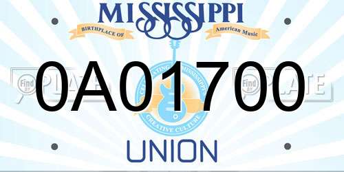0A01700 Mississippi License Plate
