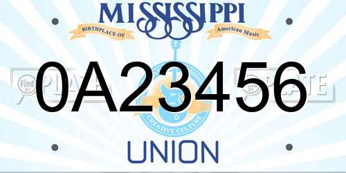0A23456 Mississippi License Plate