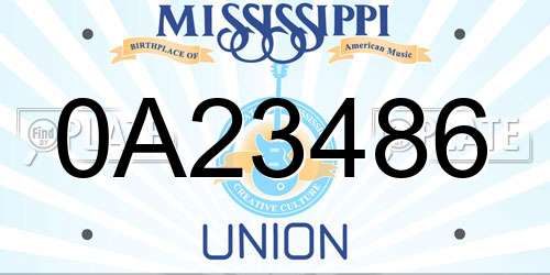 0A23486 Mississippi License Plate