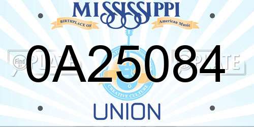 0A25084 Mississippi License Plate