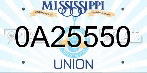 0A25550 Mississippi License Plate
