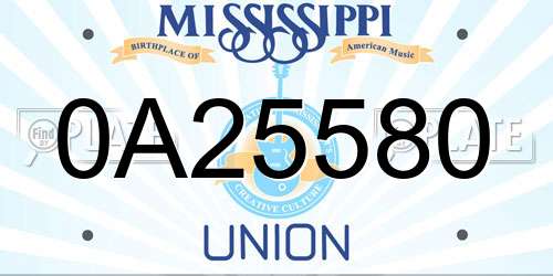 0A25580 Mississippi License Plate
