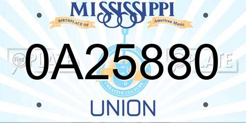 0A25880 Mississippi License Plate