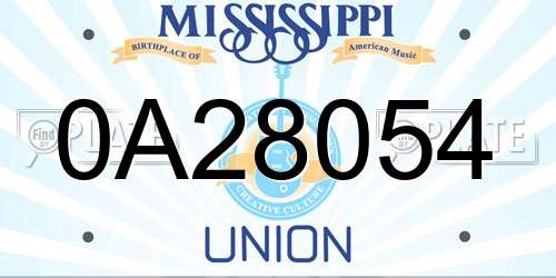 0A28054 Mississippi License Plate