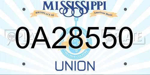 0A28550 Mississippi License Plate