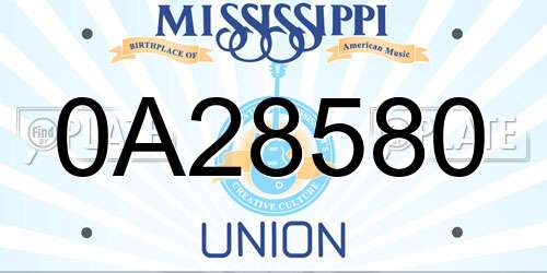 0A28580 Mississippi License Plate
