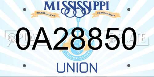 0A28850 Mississippi License Plate