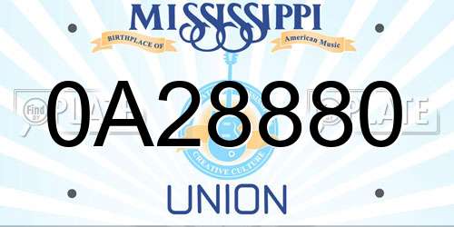 0A28880 Mississippi License Plate
