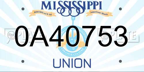 0A40753 Mississippi License Plate