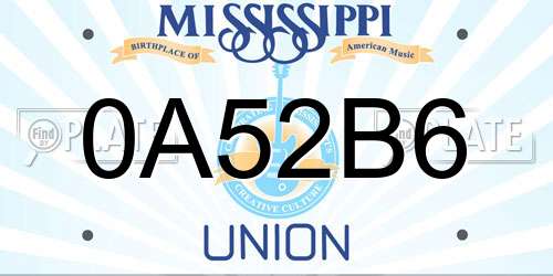 0A52B6 Mississippi License Plate