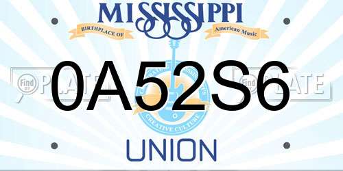 0A52S6 Mississippi License Plate