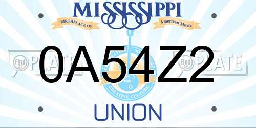 0A54Z2 Mississippi License Plate