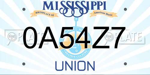 0A54Z7 Mississippi License Plate