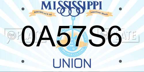 0A57S6 Mississippi License Plate