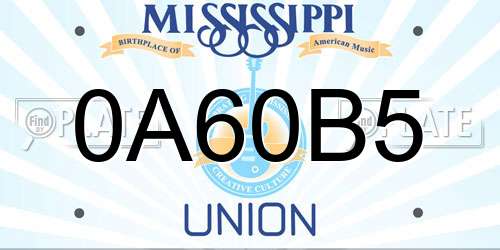 0A60B5 Mississippi License Plate