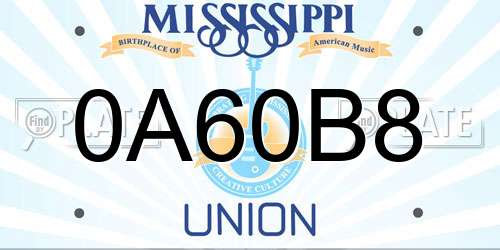 0A60B8 Mississippi License Plate