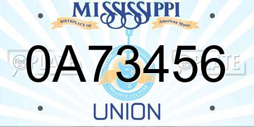 0A73456 Mississippi License Plate