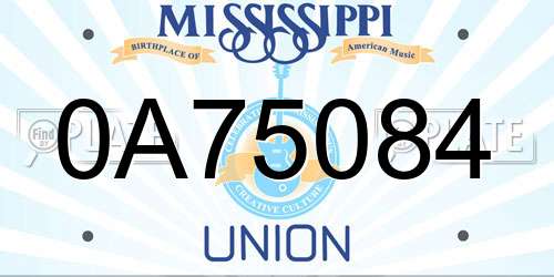 0A75084 Mississippi License Plate