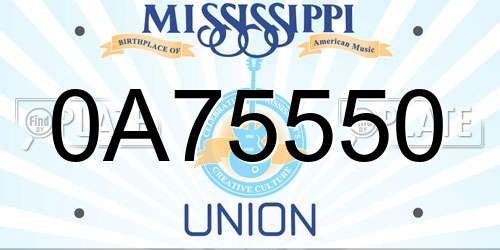 0A75550 Mississippi License Plate