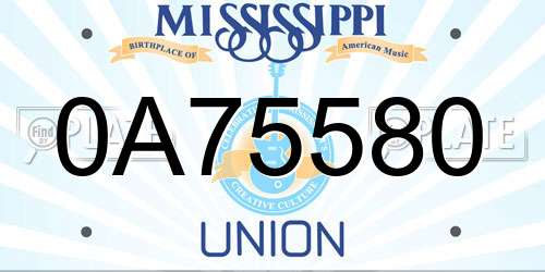 0A75580 Mississippi License Plate