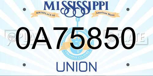 0A75850 Mississippi License Plate