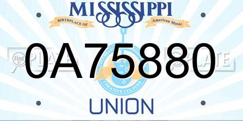 0A75880 Mississippi License Plate