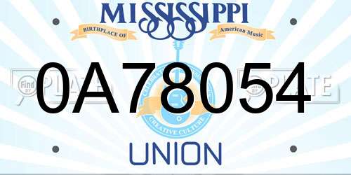 0A78054 Mississippi License Plate