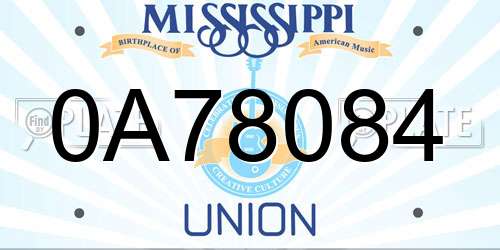 0A78084 Mississippi License Plate
