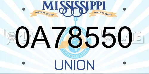 0A78550 Mississippi License Plate