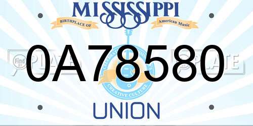 0A78580 Mississippi License Plate