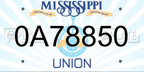 0A78850 Mississippi License Plate