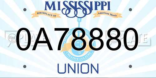 0A78880 Mississippi License Plate