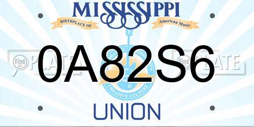 0A82S6 Mississippi License Plate