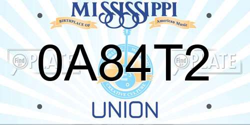 0A84T2 Mississippi License Plate